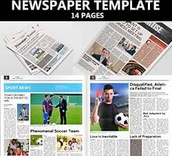 indesign模板－报纸报刊(14页)：Newspaper Template 14 Pages